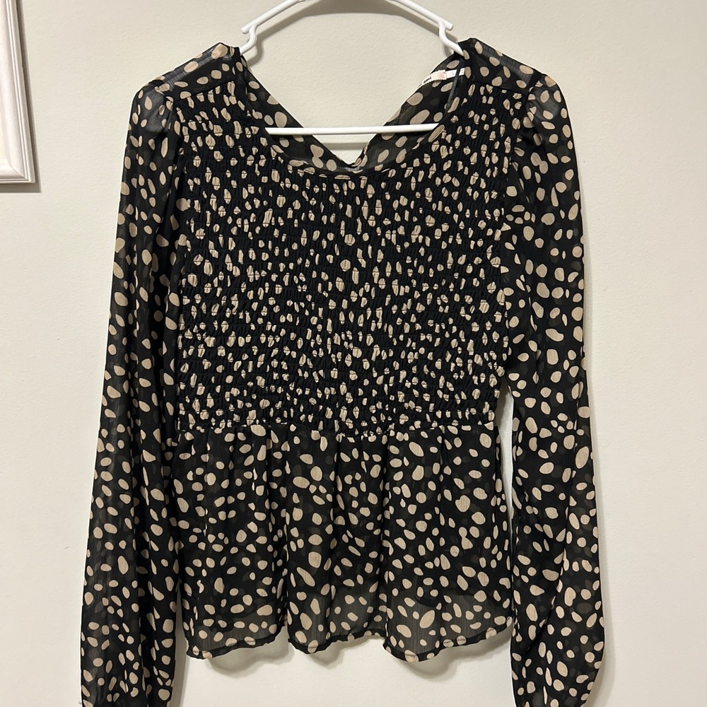 Milani Black and Cream Patterned Blouse